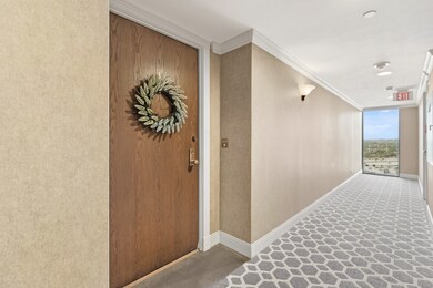 Beautiful walk from the elevator to your home. Carpeting keeps the noise down. Being a corner unit, you have no neighbors on 3 sides!