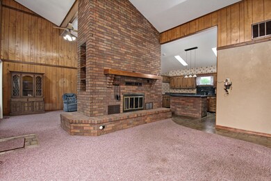 All brick fireplace