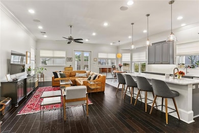 Open Living, Kitchen, and Dining