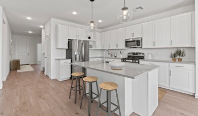 Kitchen with pendant lighting