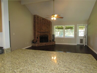 Kitchen open to the den.