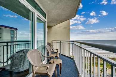 Balcony with a water view