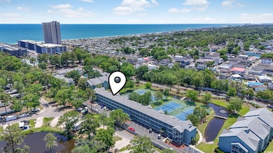 Bird's eye view of a nearby body of water