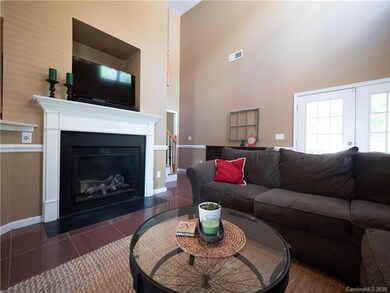 Gas fireplace in living room.