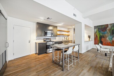 Stylish open kitchen in Bayou Lofts with a seamles