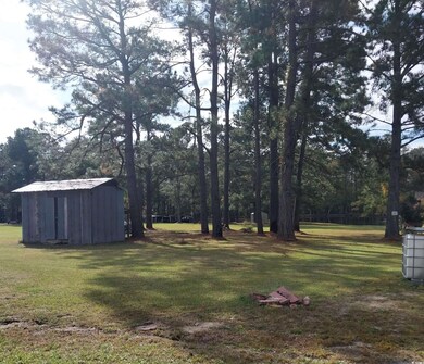 View of yard featuring a shed