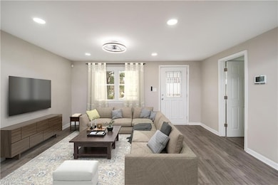 Virtual Staged Great Room with 14 IN Laminant Floo