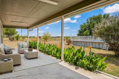Covered back porch, virtually staged