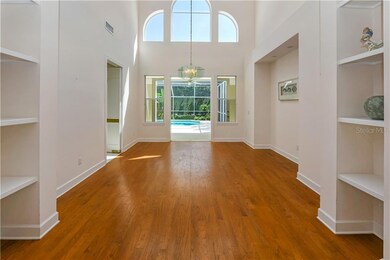 Dining room overlooks the terrace and pool