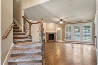 Lovely stairs overlooking a very large living room