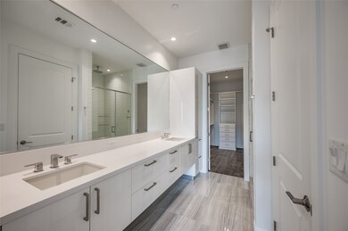 Double sink floating vanity with quartz countertop
