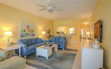 Living area featuring light tile patterned floors