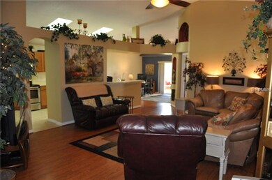 Open great room with soaring ceilings