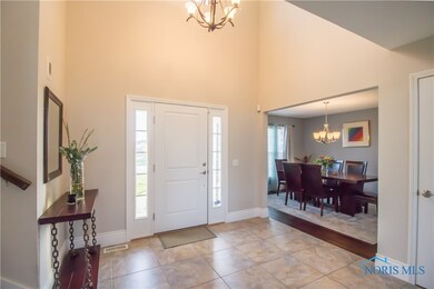 Two story foyer with tile floor