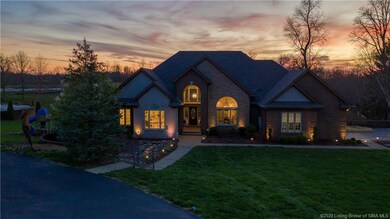 3607 Eagles Trace lit at twilight.