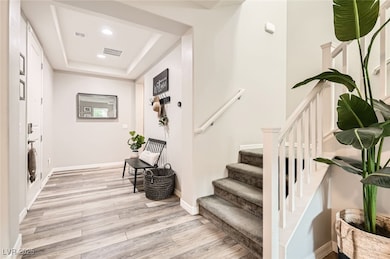 Foyer entrance featuring light wood-type flooring,