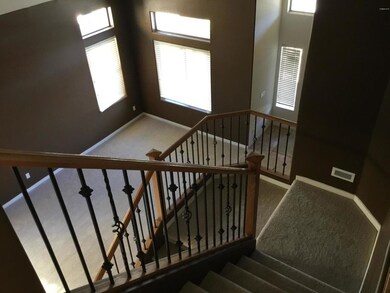 Looking down into living room