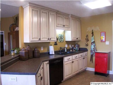 Spacious kitchen with custom cabinets and snack bar.
