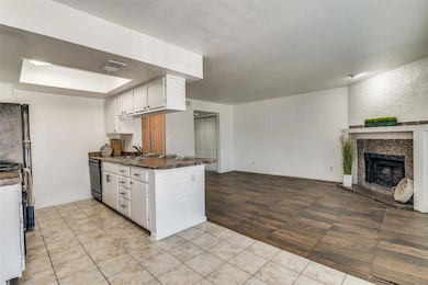 View of the living room from the dining area.
