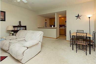Living Room. View from the living room to the kitc
