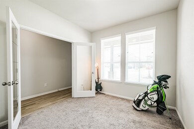 The office overlooks the front yard and the street.