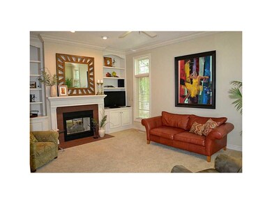 Family Room. Bookcases, 2 sided fireplace