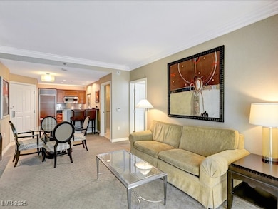Living room featuring light colored carpet and cro