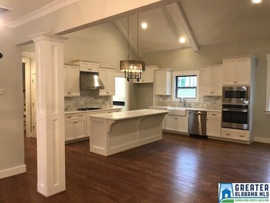 open kitchen, dining and great room in the back of
