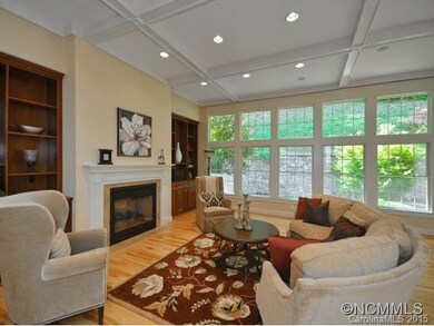 Fireplace and Coffered Ceiling