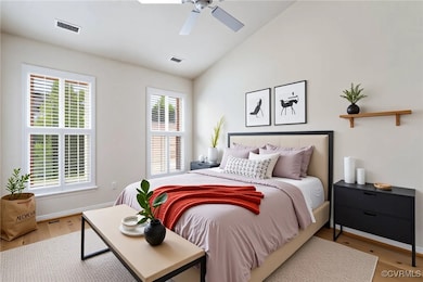 Virtually staged first floor primary bedroom