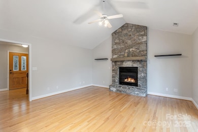 Living Room with natural stone fireplace