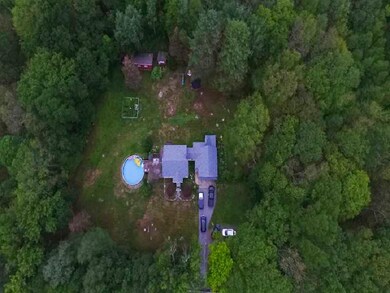 View. Aeriel view of home on lot