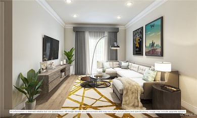 Illustrative rendering. Living room with ornamenta
