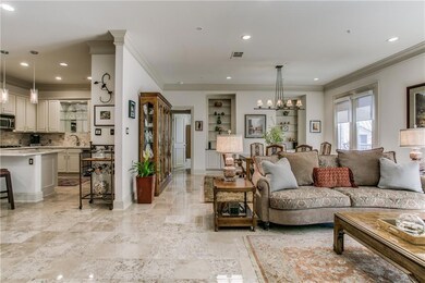 Open and spacious defines this transitional space.