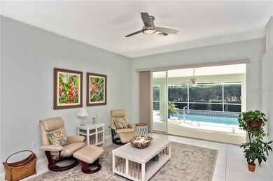 Living room with sliders to pool