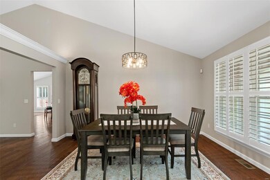 Vaulted Dining Rm with Plantation Shutters