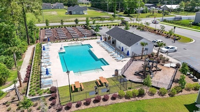 Aerial view of a pool area