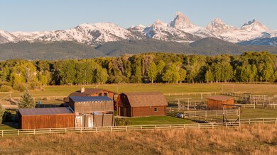 11 Barns and home from above with Teton