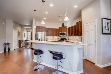 Kitchen island with breakfast bar.
