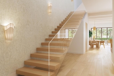 Virtually Staged Render-Foyer/Entryway with Floating Staircase