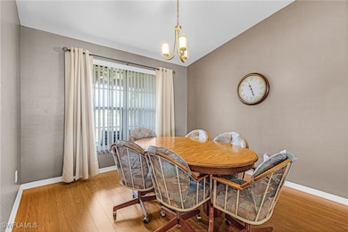 Dining space featuring wood finished floors, a cha