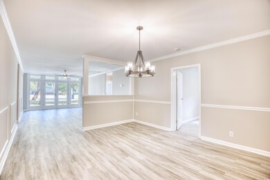 Dining area featuring light hardwood / wood-style 