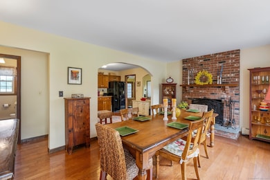 Fireplace in dining room