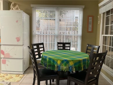 View of tiled dining room