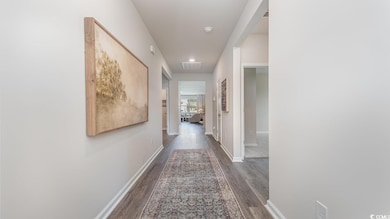 Hallway featuring dark hardwood / wood-style floor