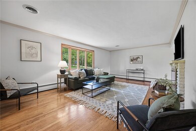 Spacious living room with beautiful bay window and