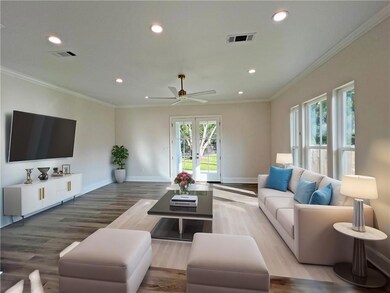 Living room is virtually staged.