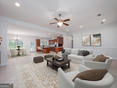 Spacious living room virtually staged to show cozy potential.