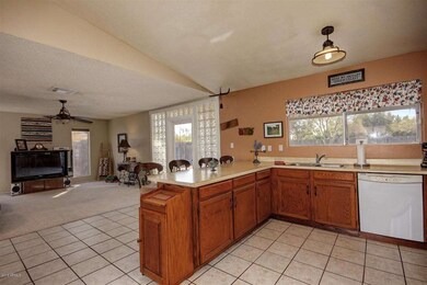 Kitchen overlooks family room
