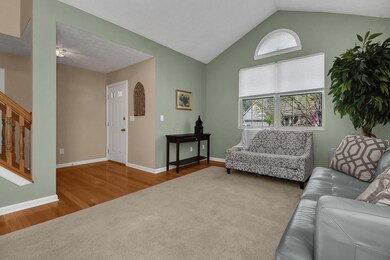 Great room with hardwood floors